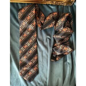 Vintage Louis Feraud silk necktie with stripes and flowers
